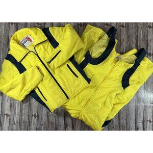 Jean Claude Killy Nylon Ski Jacket Pants SuitWinter size 14 yellow Vintage 70's